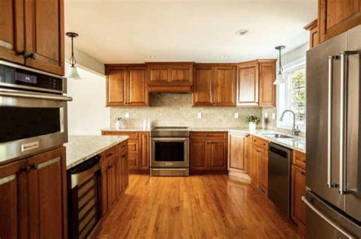 stained wood cabinets
