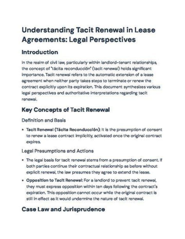 Tacit Renewal - How To Discuss