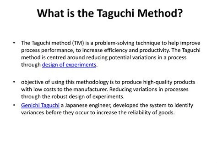 Taguchi method - How To Discuss